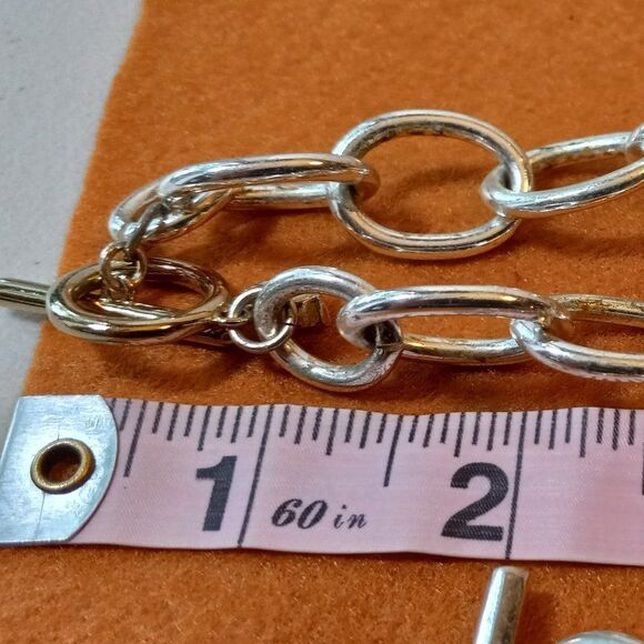 Circles of Gold and Silver Tone Metal Necklace and Bracelet - Picture 5 of 11